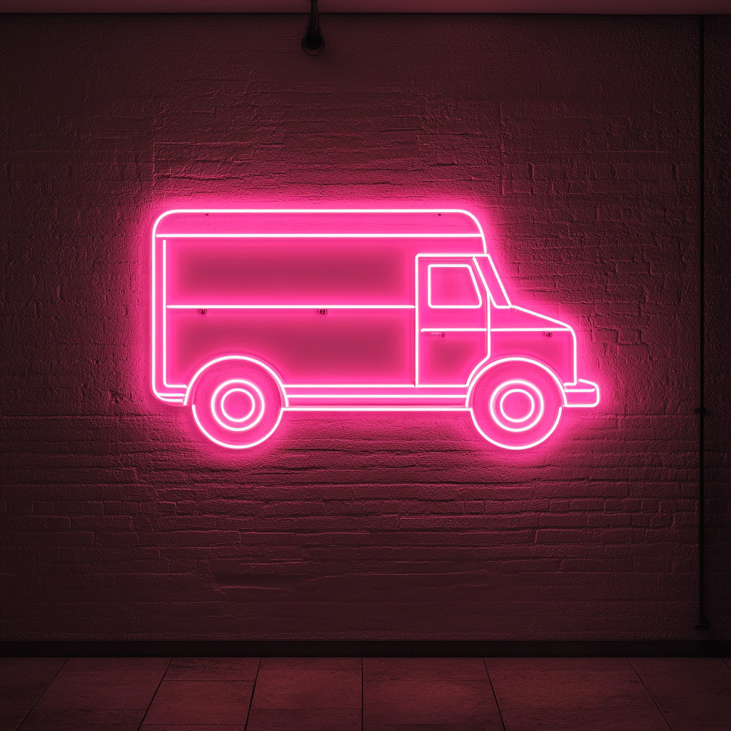 Ice Cream Truck - Pink Neon Sign, 18 Inches