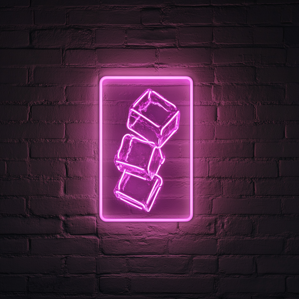 Ice Cubes in Glass - Pink Neon Sign, 18 Inches