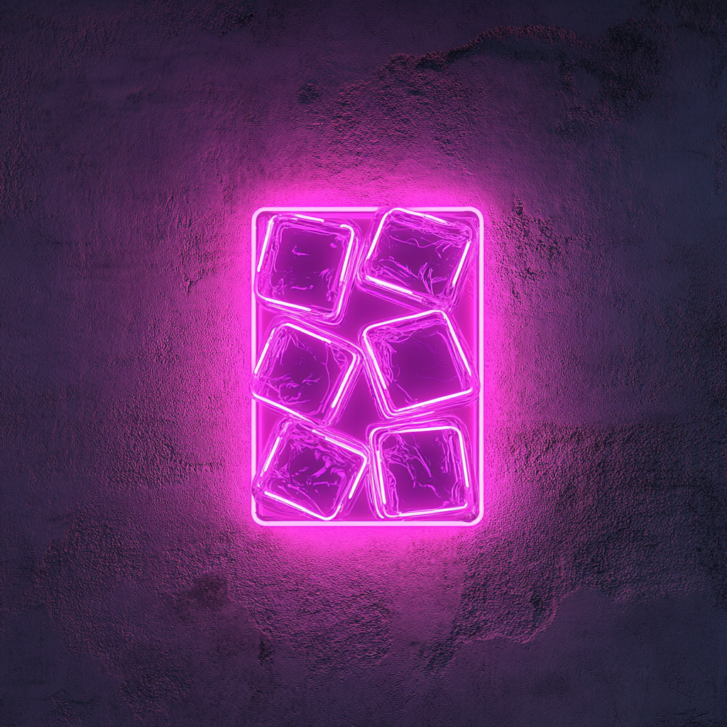 Ice Cubes in Glass - Pink Neon Sign, 24 Inches