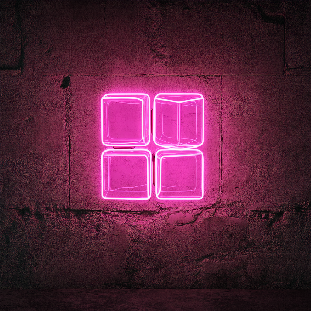 Ice Cubes in Glass - Pink Neon Sign, 24 Inches