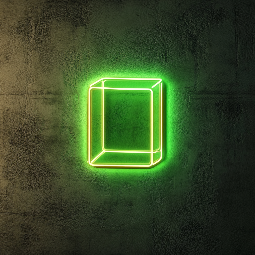 Ice Cube Tray - Green Neon Sign, 18 Inches