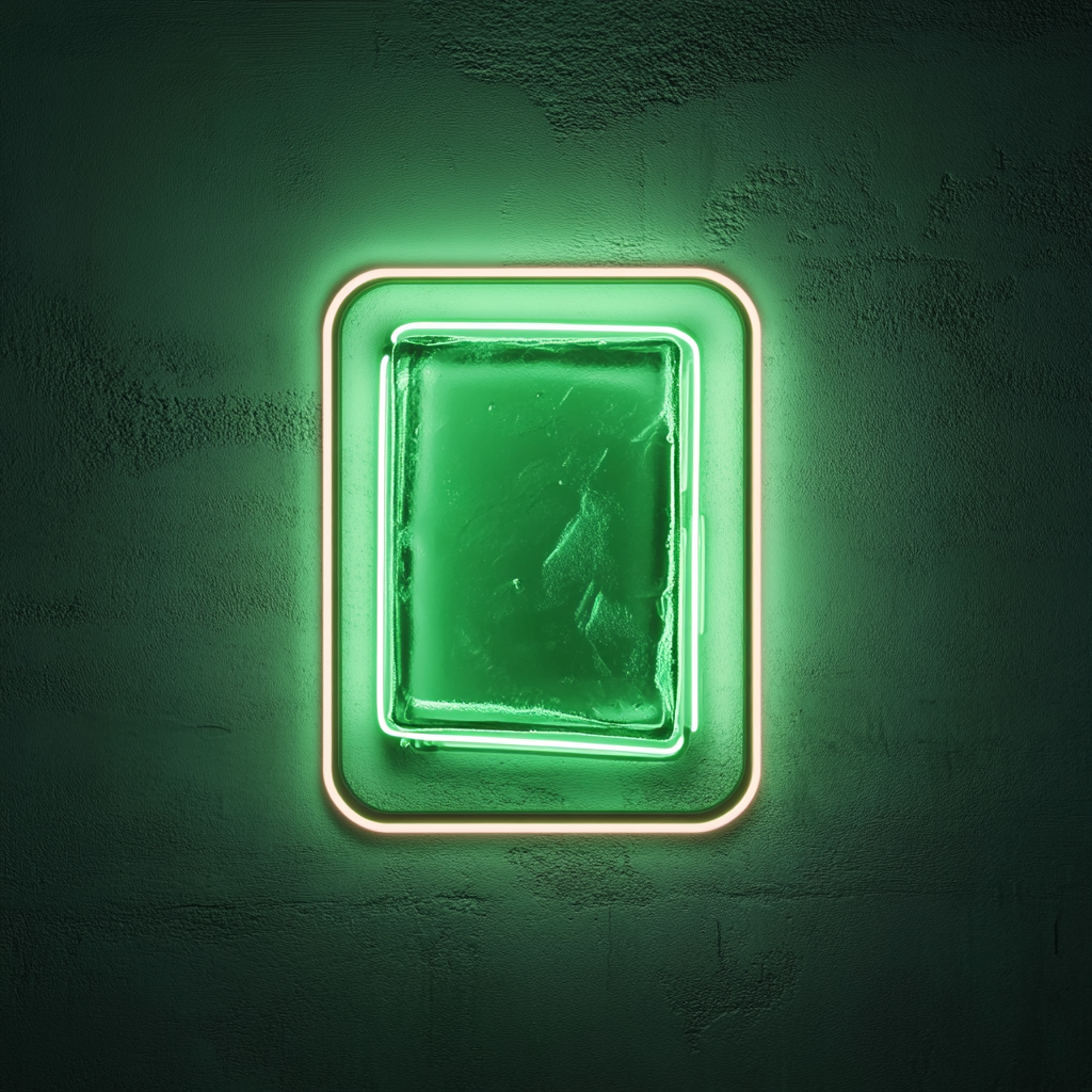 Ice Cube Tray - Green Neon Sign, 18 Inches
