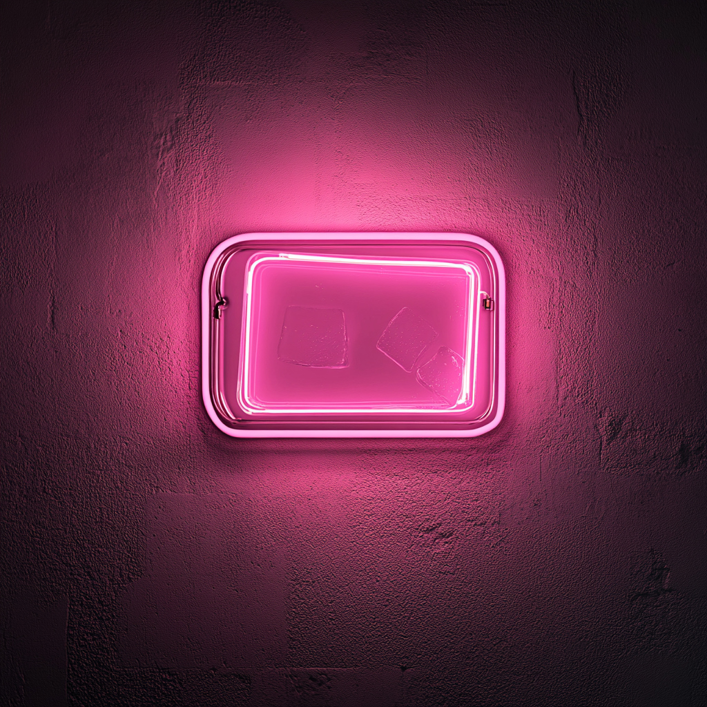 Ice Cube Tray - Pink Neon Sign, 24 Inches