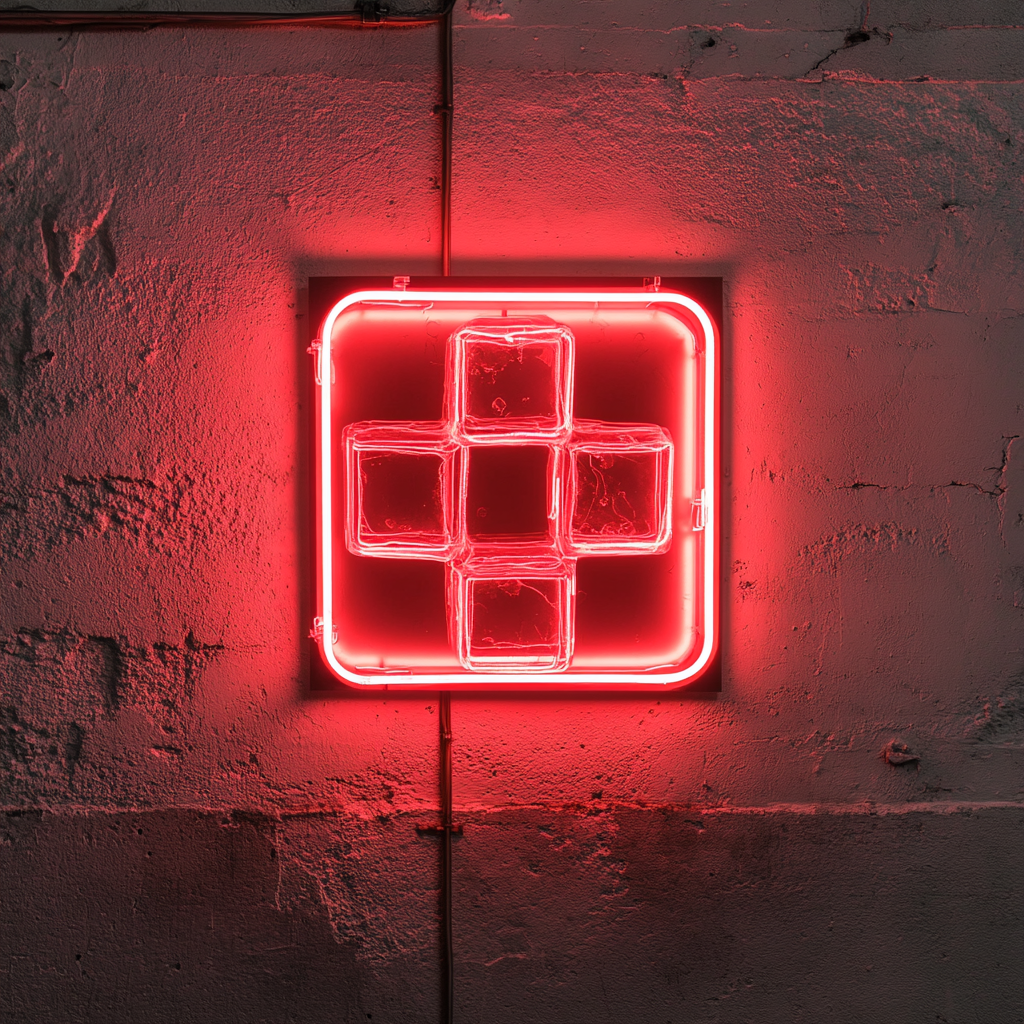 Ice Cube Tray - Red Neon Sign, 24 Inches