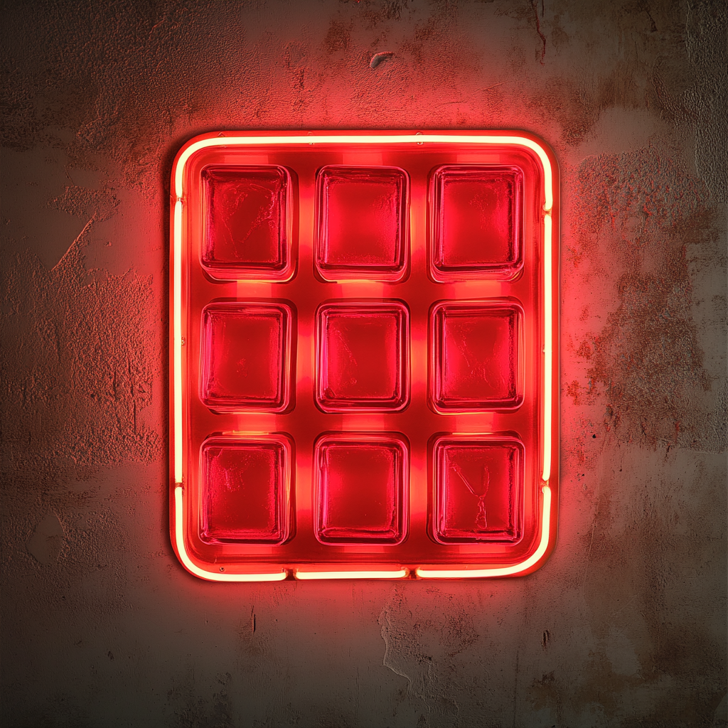 Ice Cube Tray - Red Neon Sign, 18 Inches