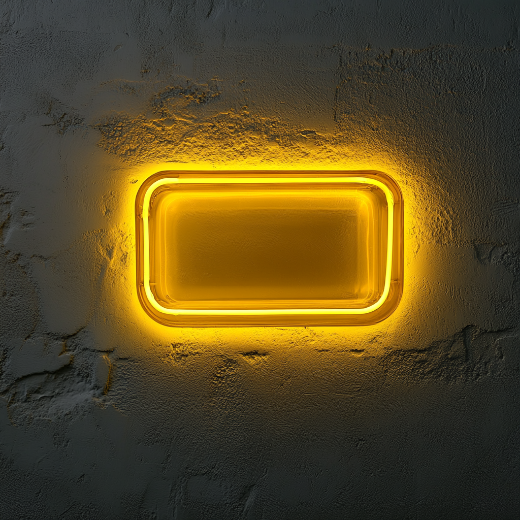 Ice Cube Tray - Yellow Neon Sign, 24 Inches