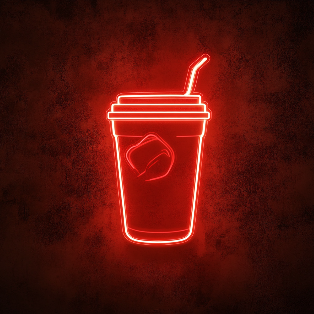Iced Coffee in Mason Jar - Red Neon Sign, 24 Inches