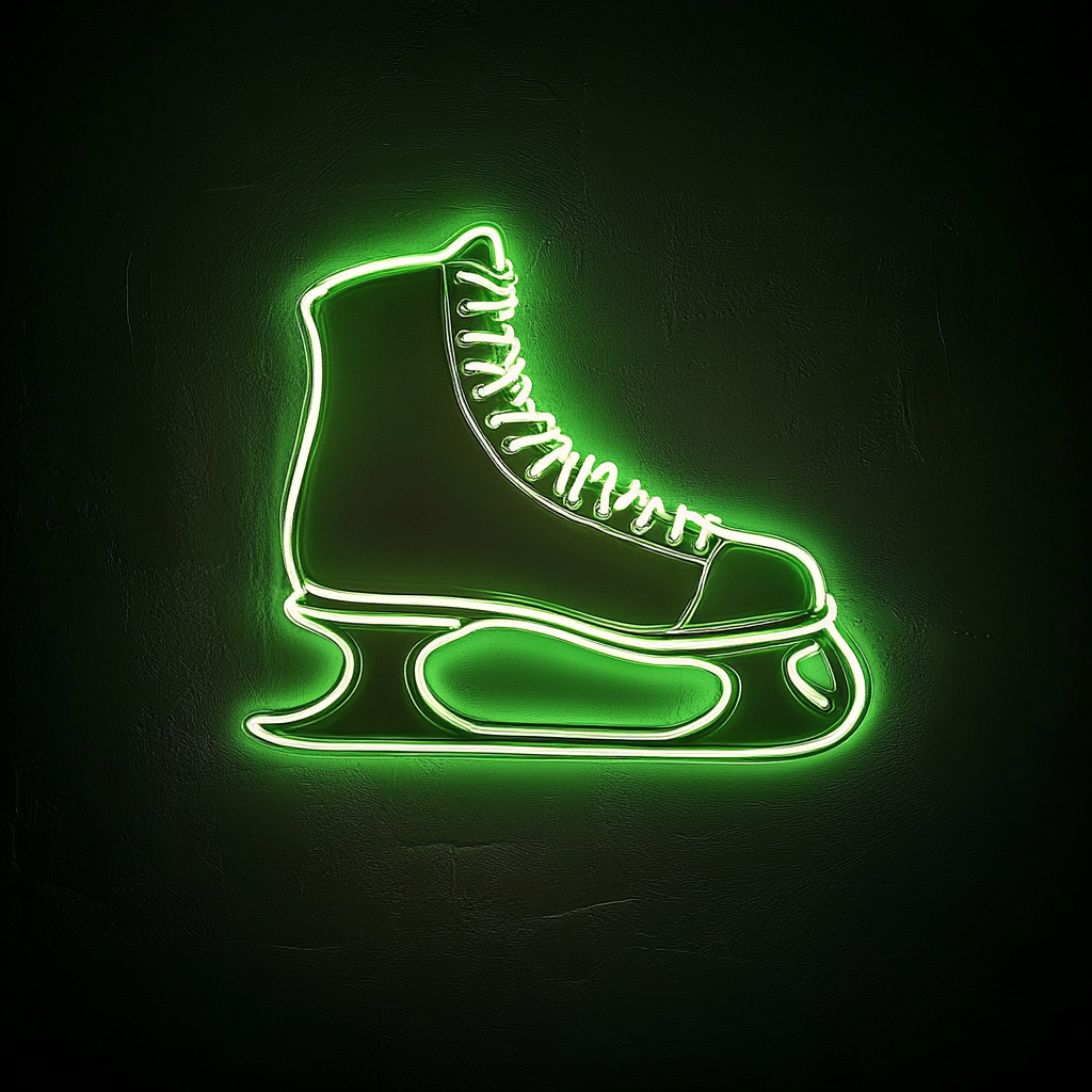 Ice Skate - Green Neon Sign, 24 Inches