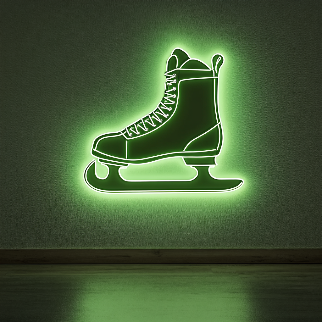Ice Skate - Green Neon Sign, 24 Inches
