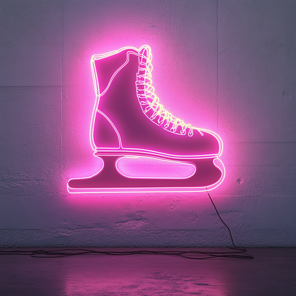 Ice Skate - Pink Neon Sign, 18 Inches