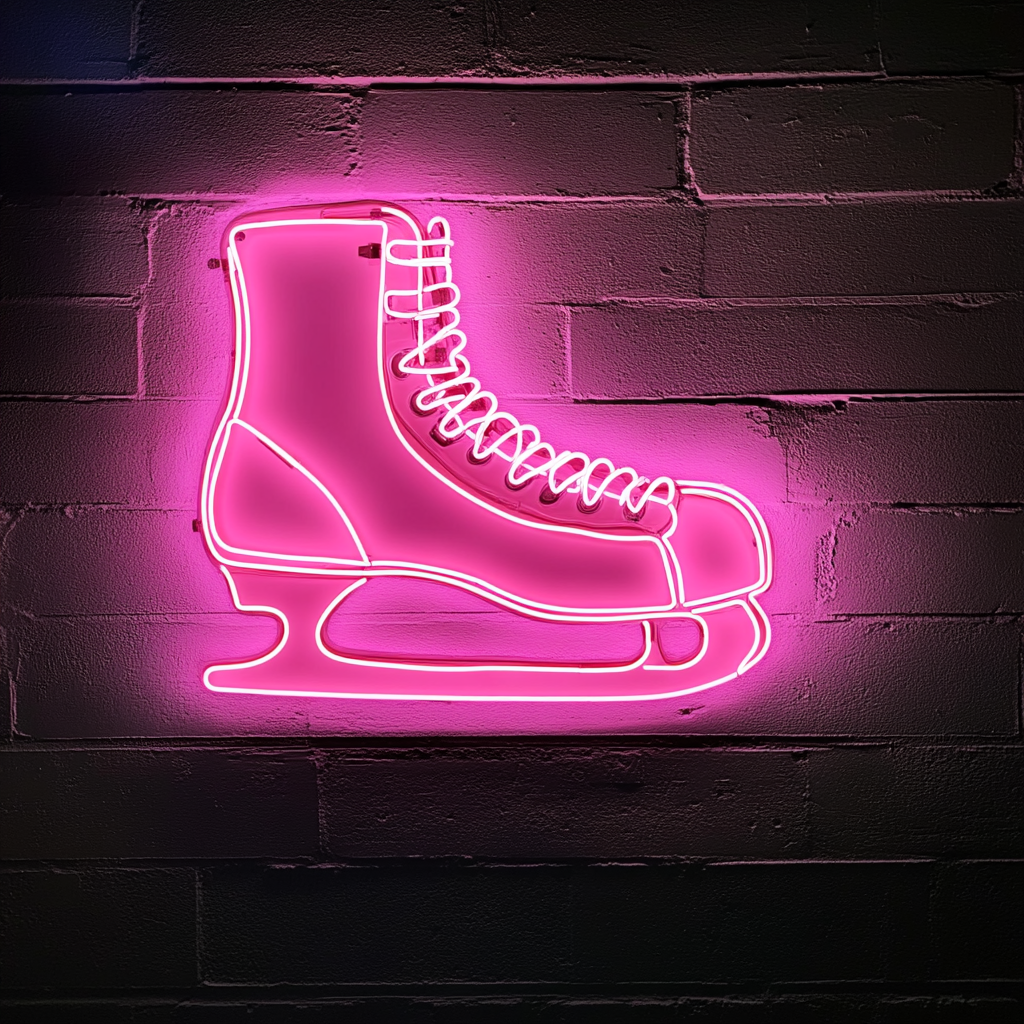 Ice Skate - Pink Neon Sign, 18 Inches
