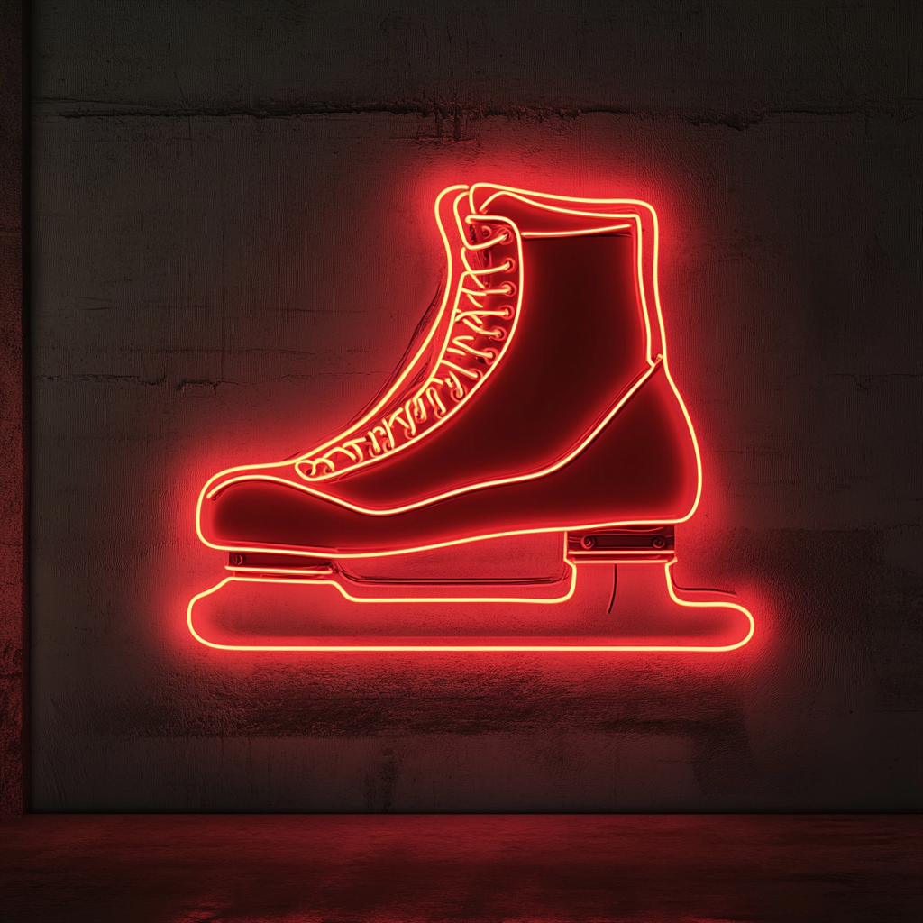 Ice Skate - Red Neon Sign, 18 Inches