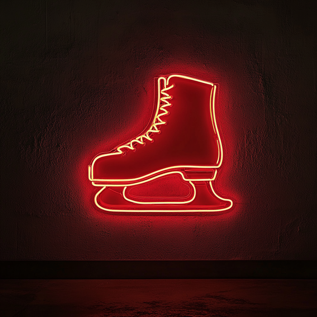Ice Skate - Red Neon Sign, 18 Inches