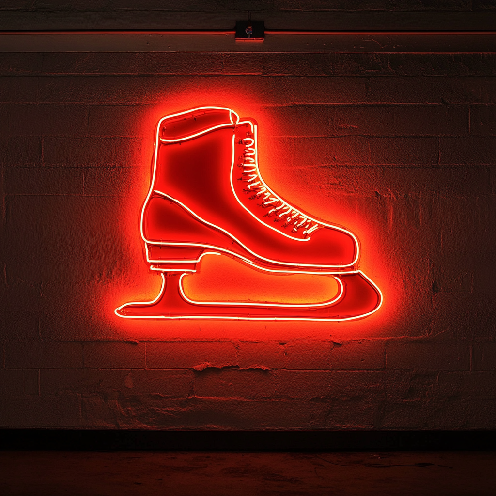 Ice Skate - Red Neon Sign, 18 Inches