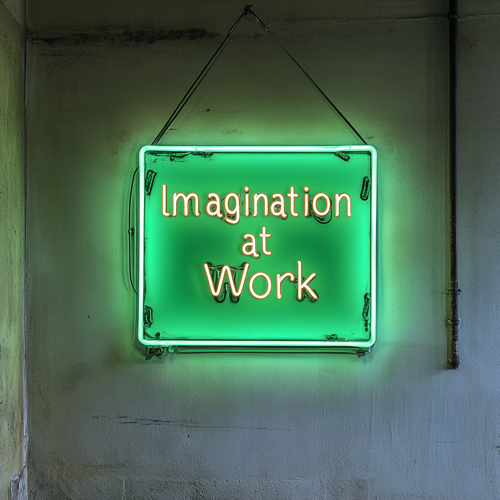 "Imagination at Work" - Green Neon Sign, 24 Inches