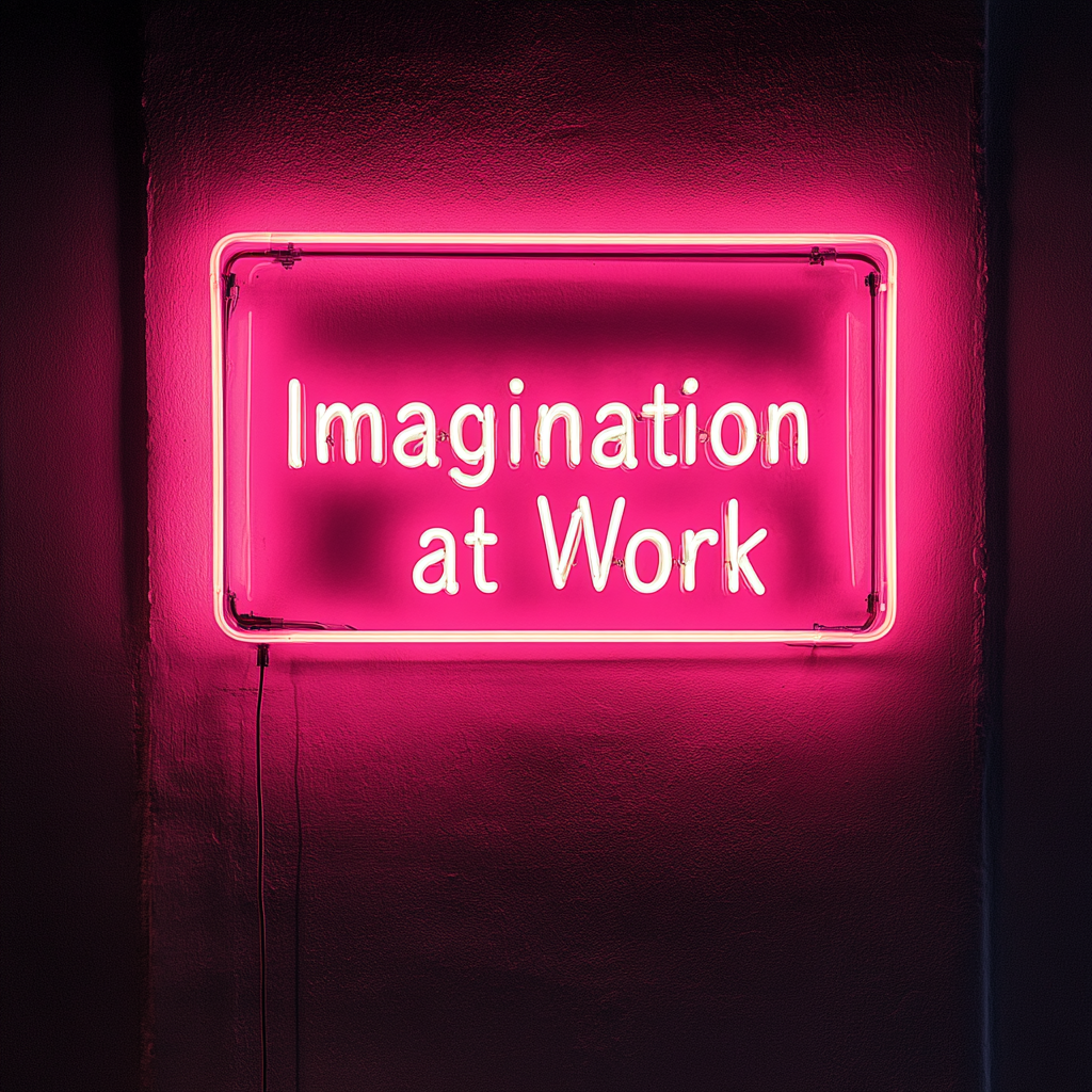 "Imagination at Work" - Pink Neon Sign, 24 Inches