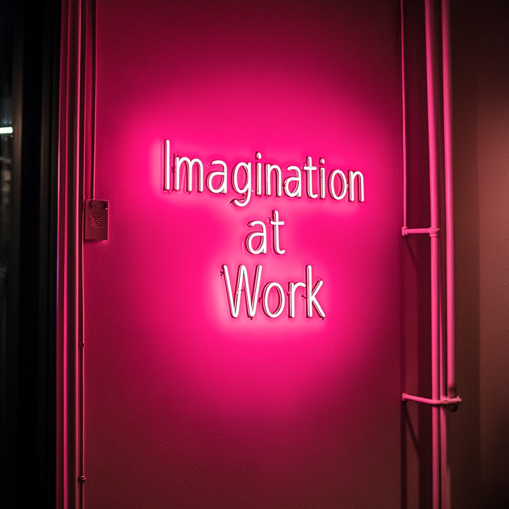 "Imagination at Work" - Pink Neon Sign, 24 Inches