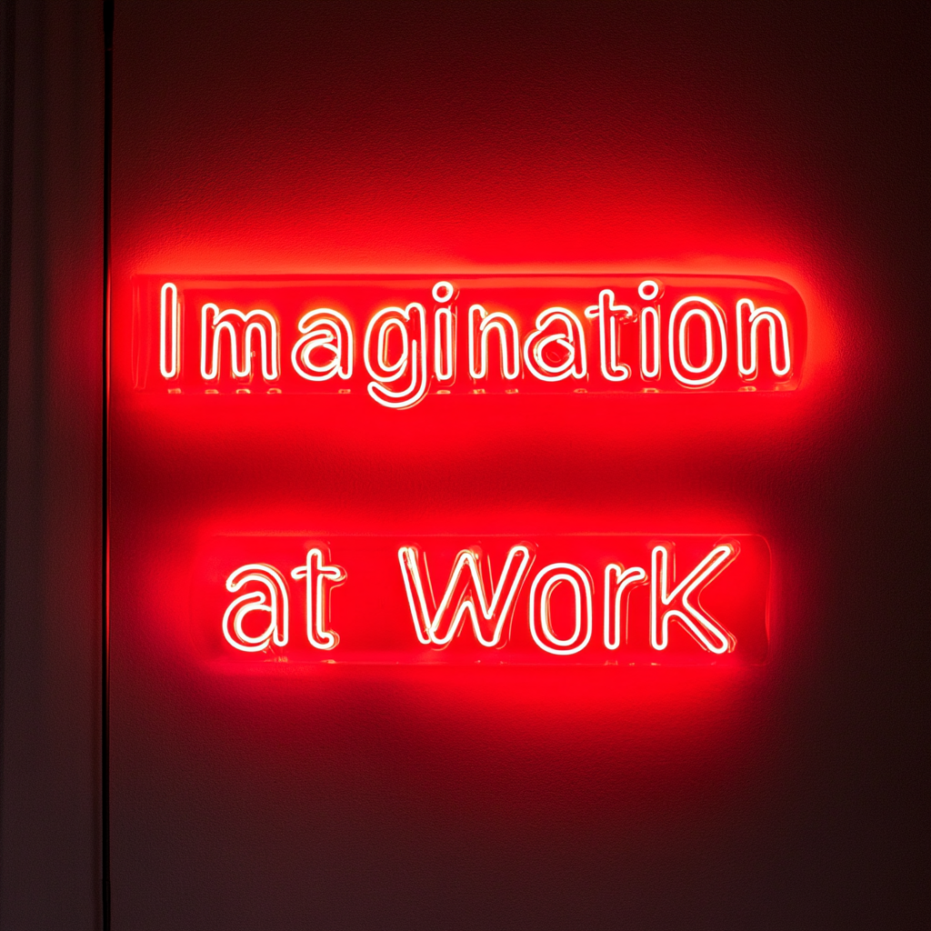 "Imagination at Work" - Red Neon Sign, 24 Inches