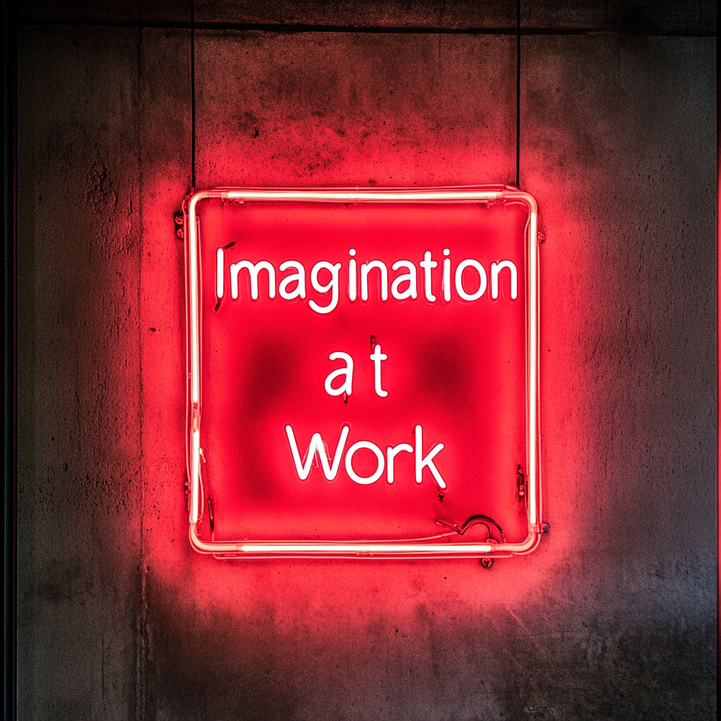 "Imagination at Work" - Red Neon Sign, 24 Inches