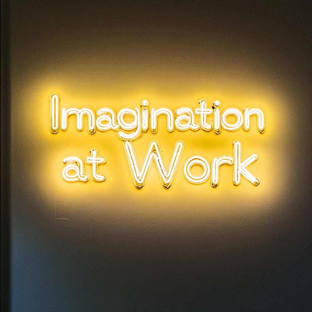 "Imagination at Work" - Yellow Neon Sign, 24 Inches