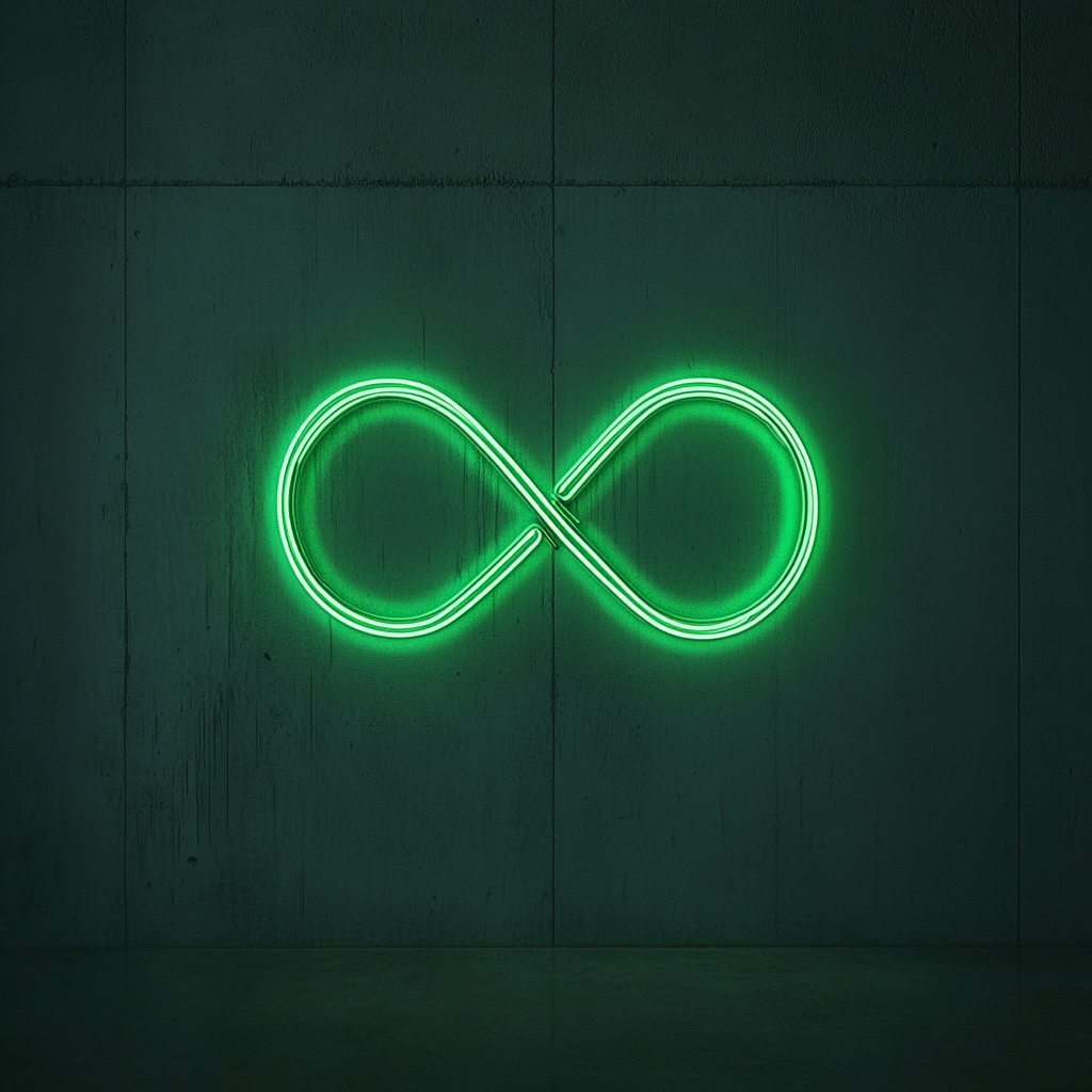 Infinity Symbol - Green Neon Sign, 24 Inches