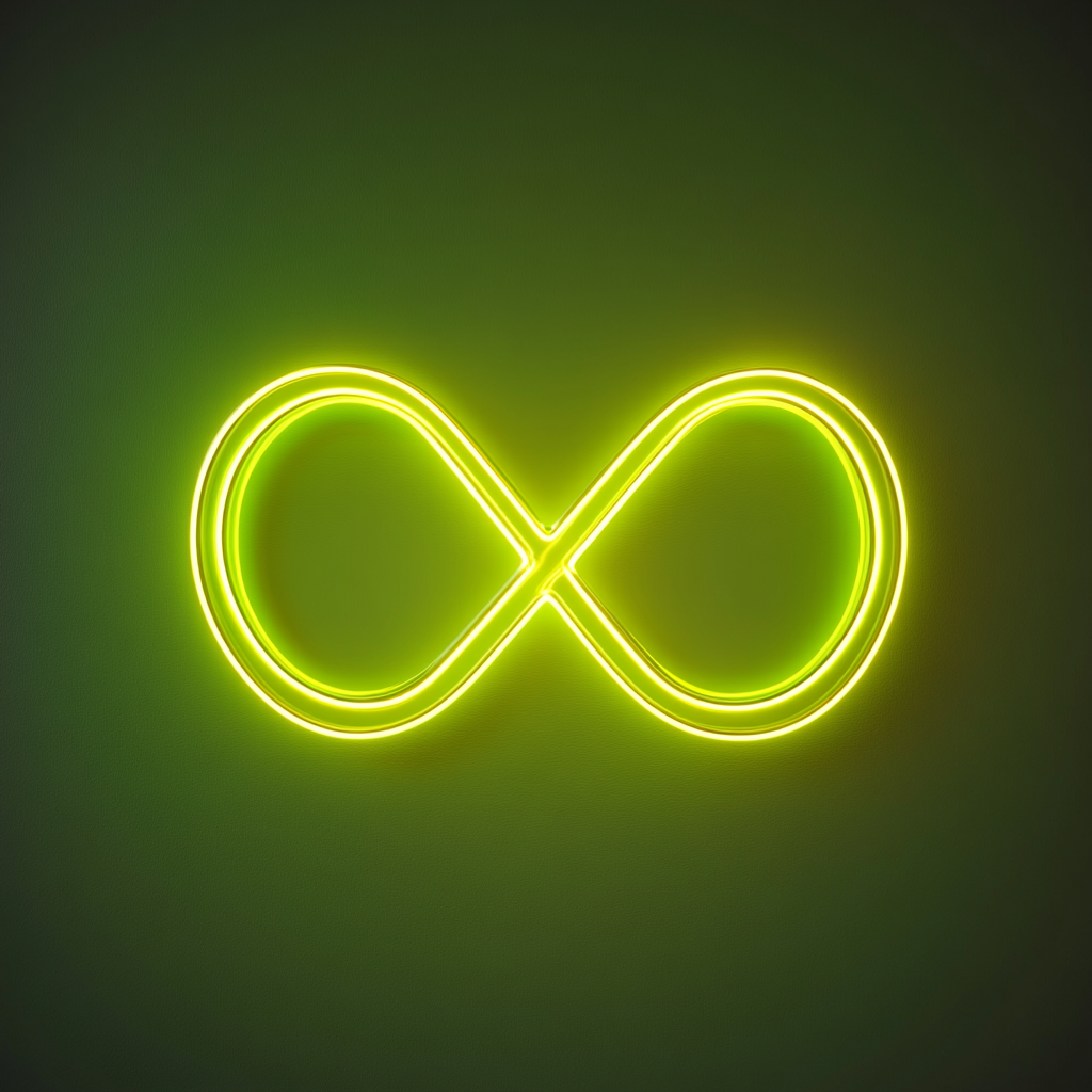 Infinity Symbol - Green Neon Sign, 18 Inches