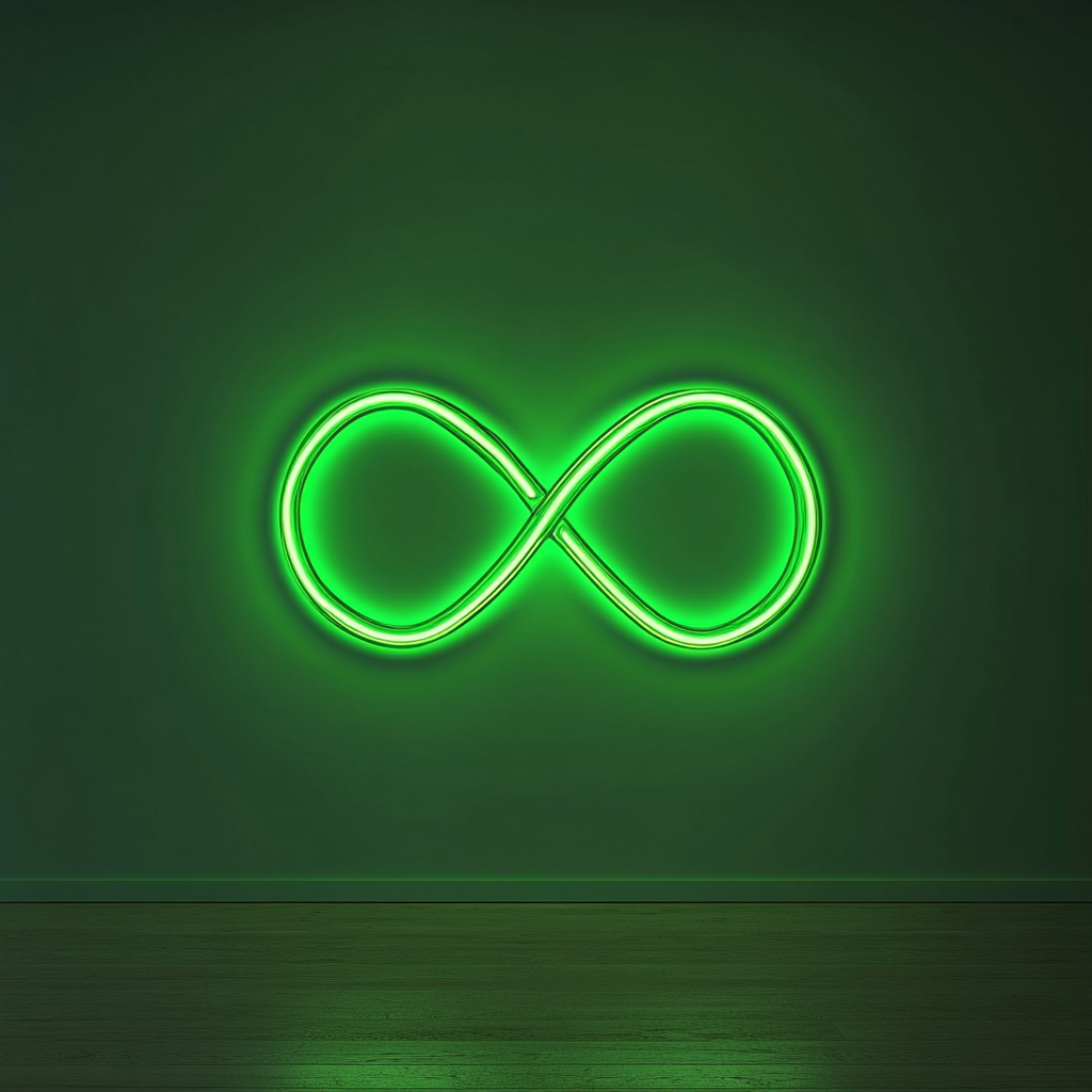 Infinity Symbol - Green Neon Sign, 24 Inches