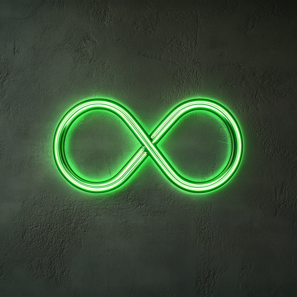 Infinity Symbol - Green Neon Sign, 18 Inches