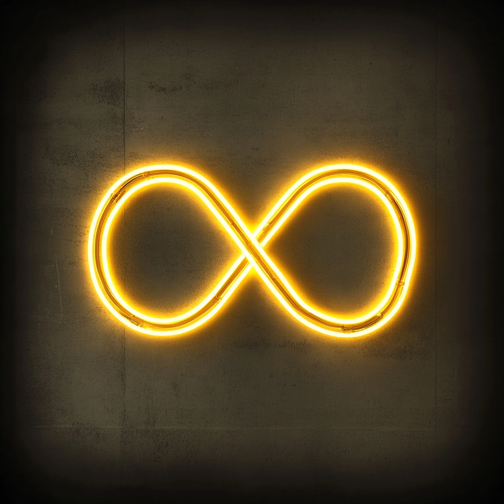 Infinity Symbol - Yellow Neon Sign, 18 Inches