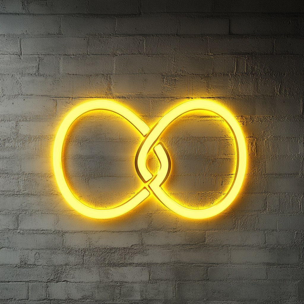 Infinity Symbol - Yellow Neon Sign, 18 Inches