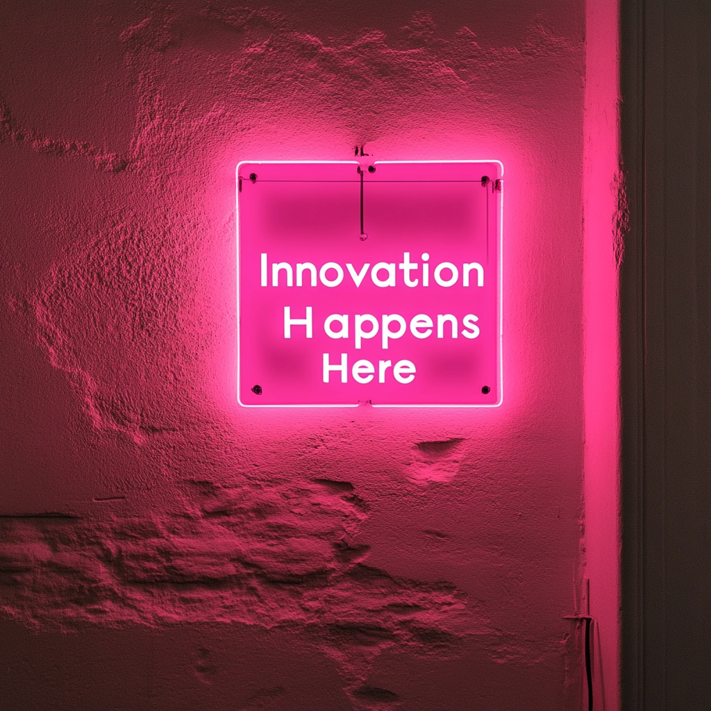 "Innovation Happens Here" - Pink Neon Sign, 24 Inches