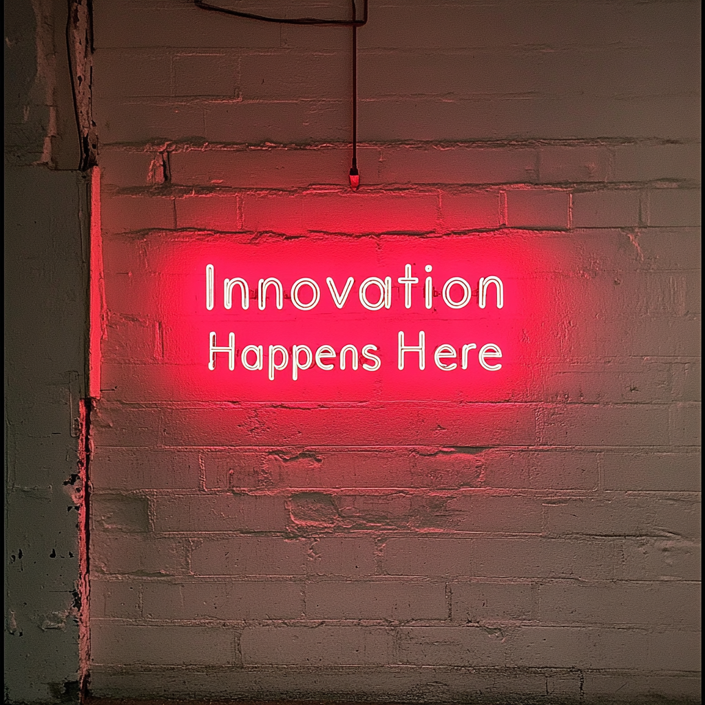 "Innovation Happens Here" - Red Neon Sign, 24 Inches