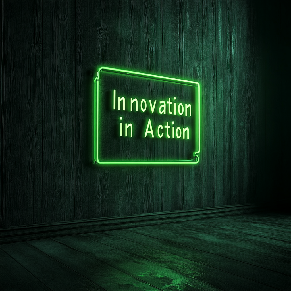 "Innovation in Action" - Green Neon Sign, 24 Inches