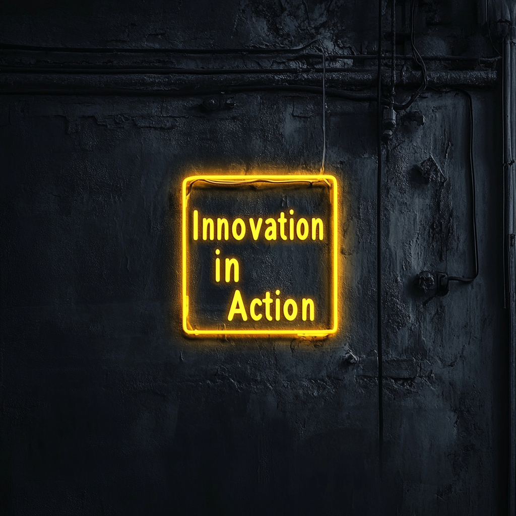 "Innovation in Action" - Yellow Neon Sign, 24 Inches