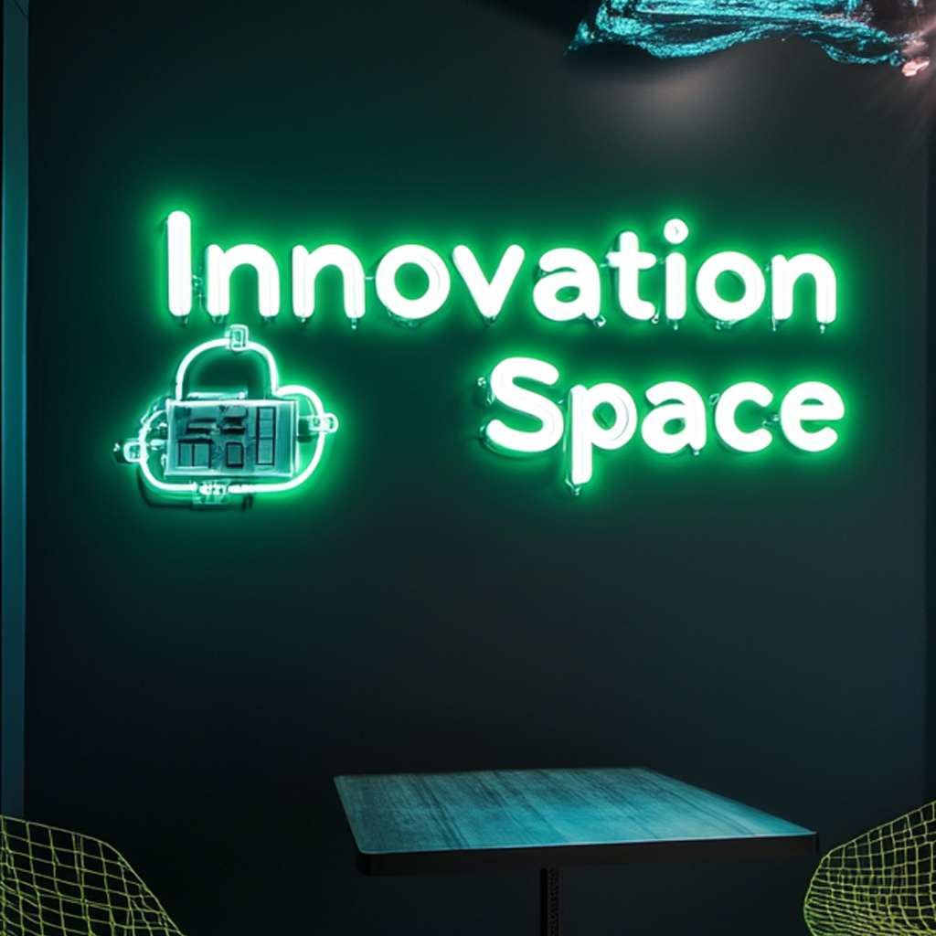 "Innovation Space" - Green Neon Sign, 24 Inches