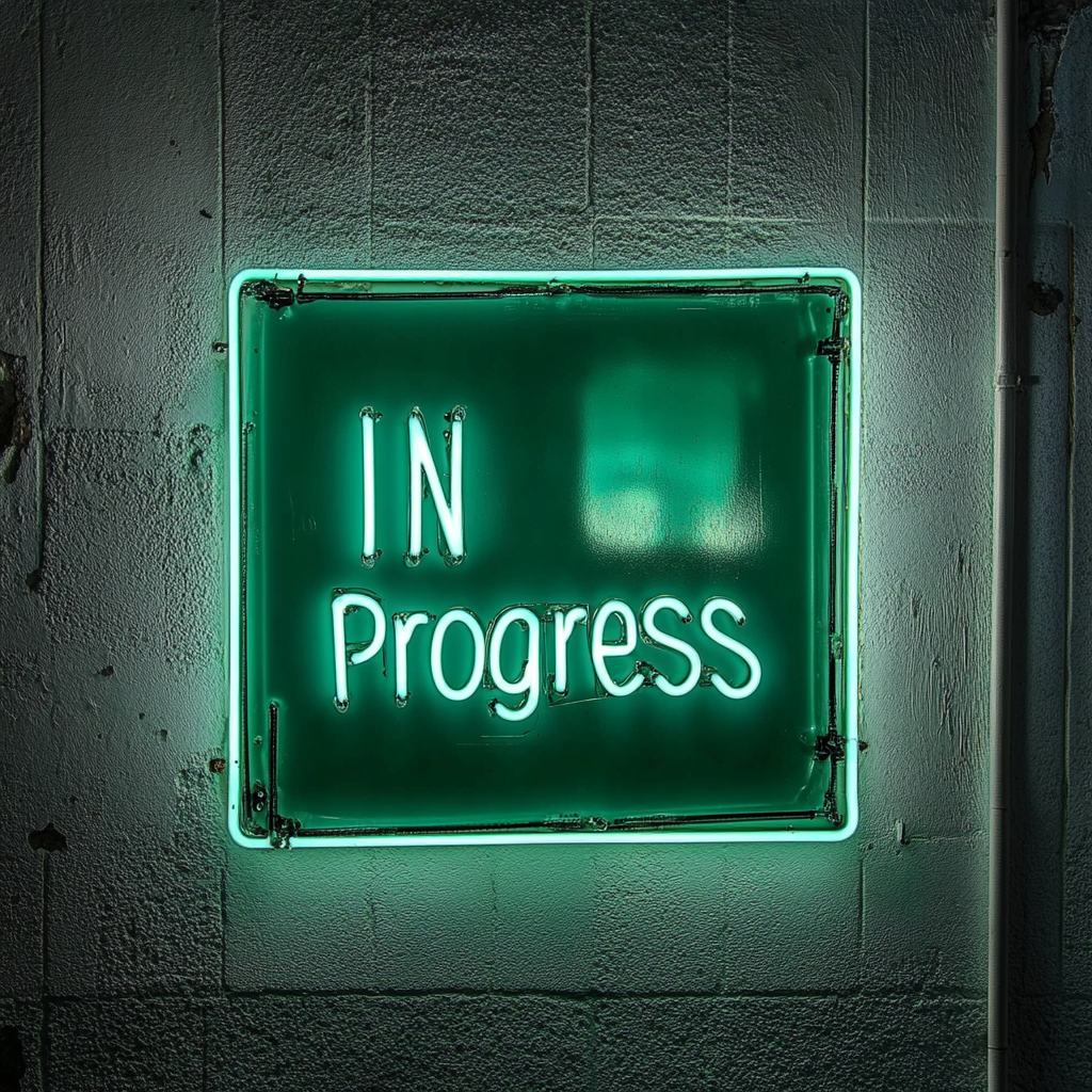 "In Progress" - Green Neon Sign, 24 Inches