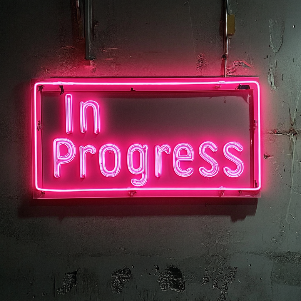 "In Progress" - Pink Neon Sign, 24 Inches