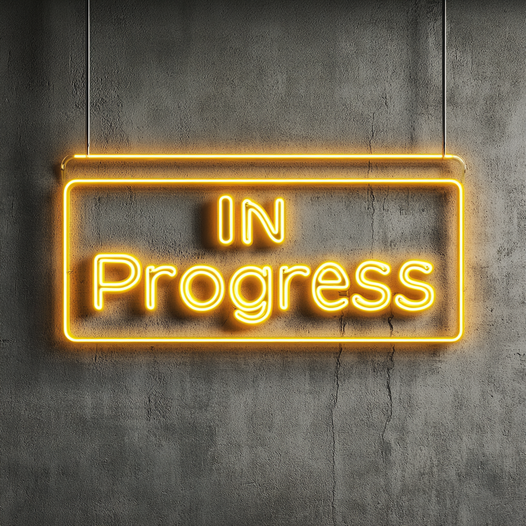 "In Progress" - Yellow Neon Sign, 24 Inches