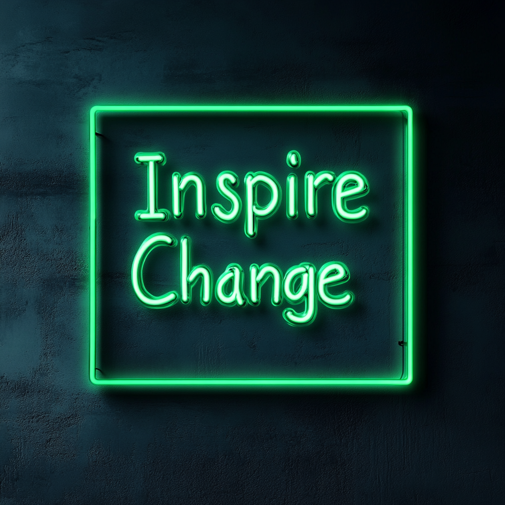 "Inspire Change" - Green Neon Sign, 24 Inches