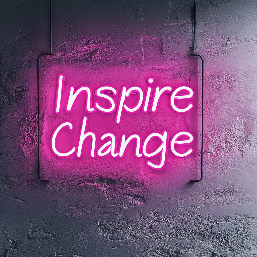 "Inspire Change" - Pink Neon Sign, 24 Inches