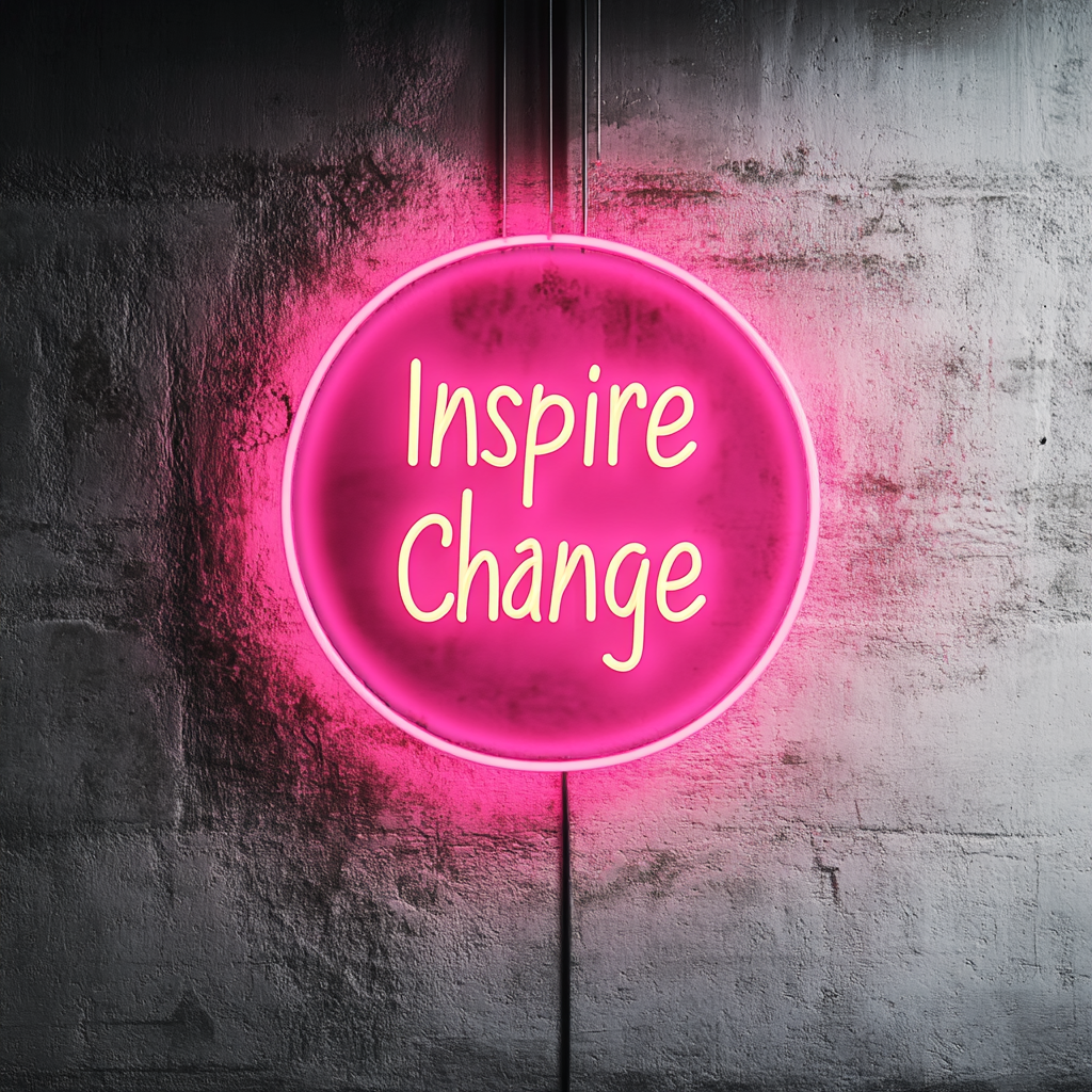 "Inspire Change" - Pink Neon Sign, 24 Inches