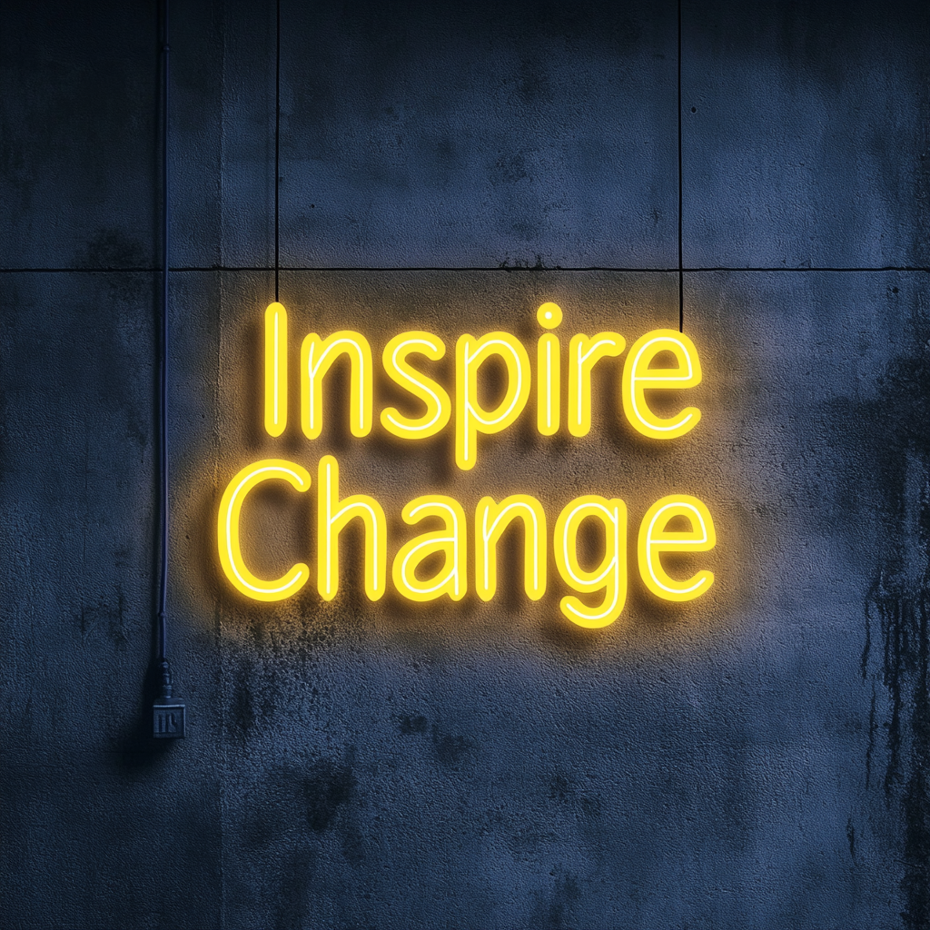 "Inspire Change" - Yellow Neon Sign, 24 Inches