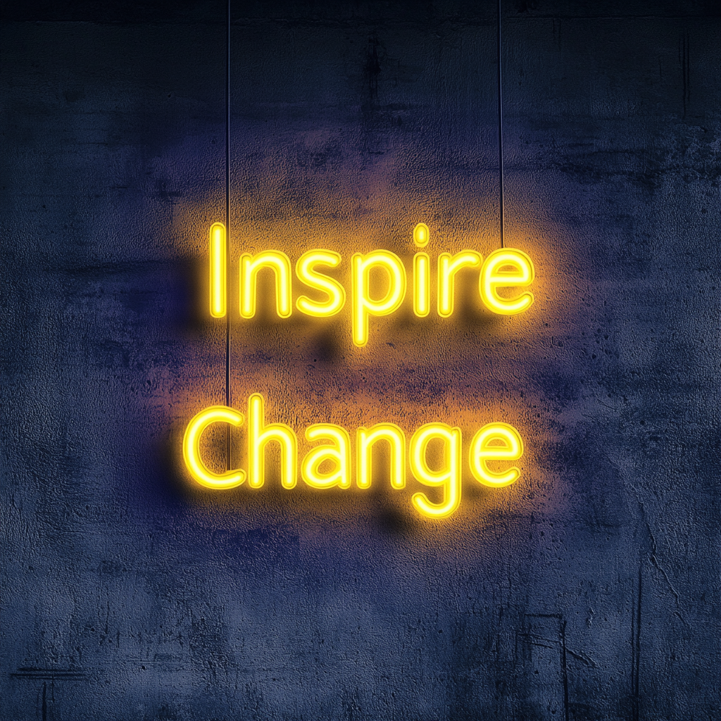 "Inspire Change" - Yellow Neon Sign, 24 Inches