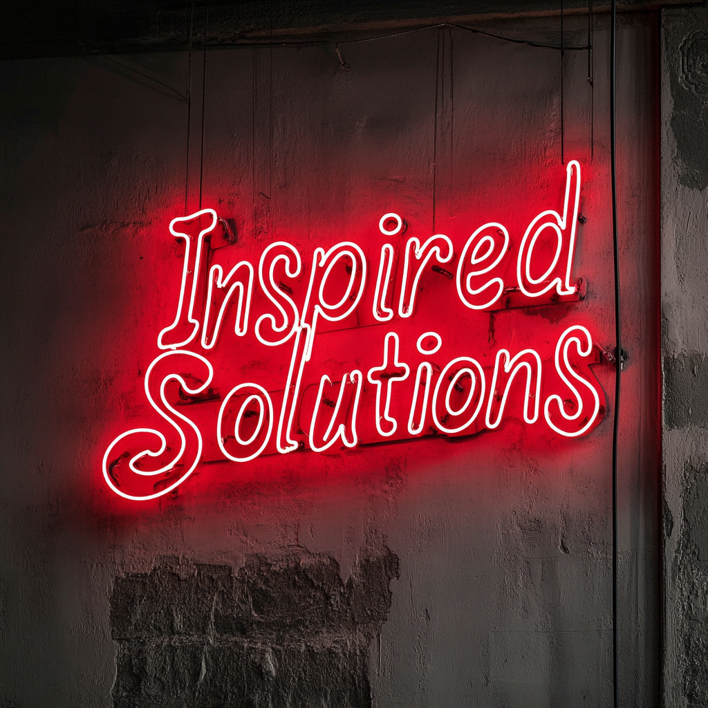 "Inspired Solutions" - Red Neon Sign, 24 Inches