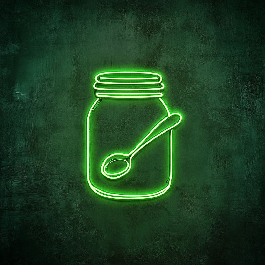 Jar of Jam with Spoon - Green Neon Sign, 18 Inches