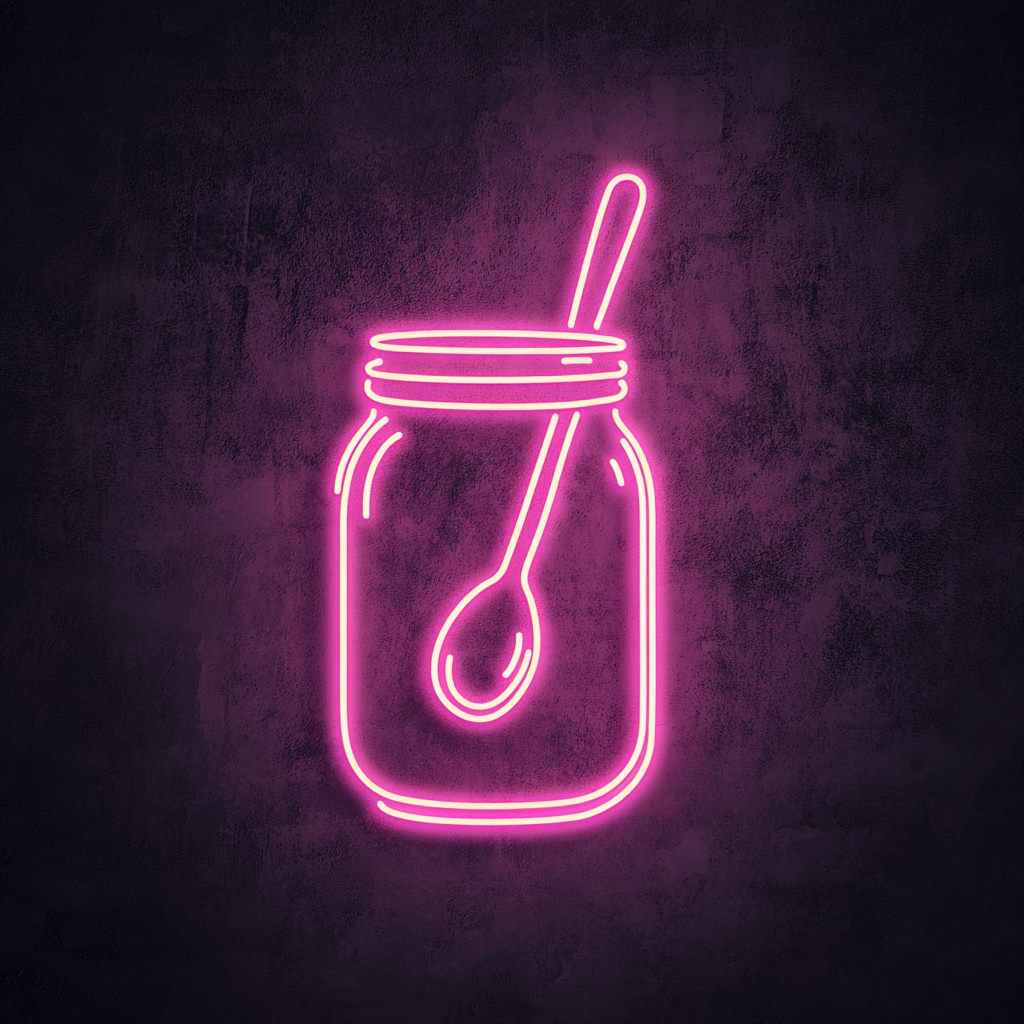 Jar of Jam with Spoon - Pink Neon Sign, 24 Inches
