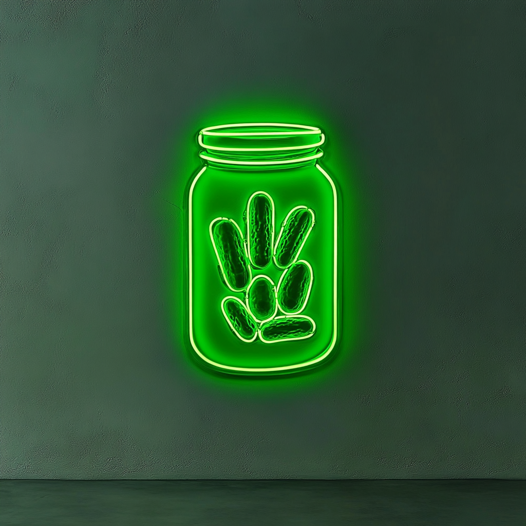 Jar of Pickles - Green Neon Sign, 24 Inches
