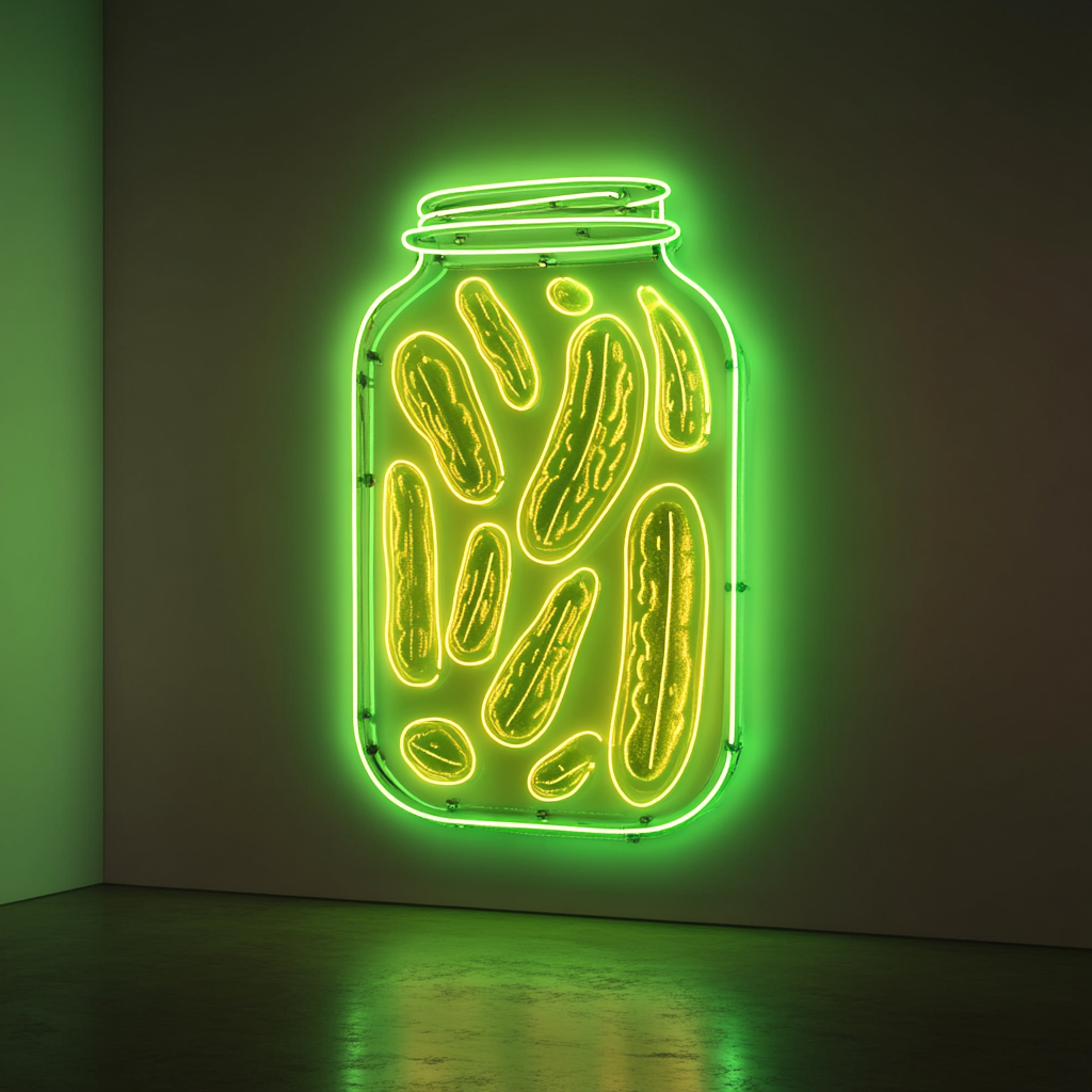 Jar of Pickles - Green Neon Sign, 18 Inches