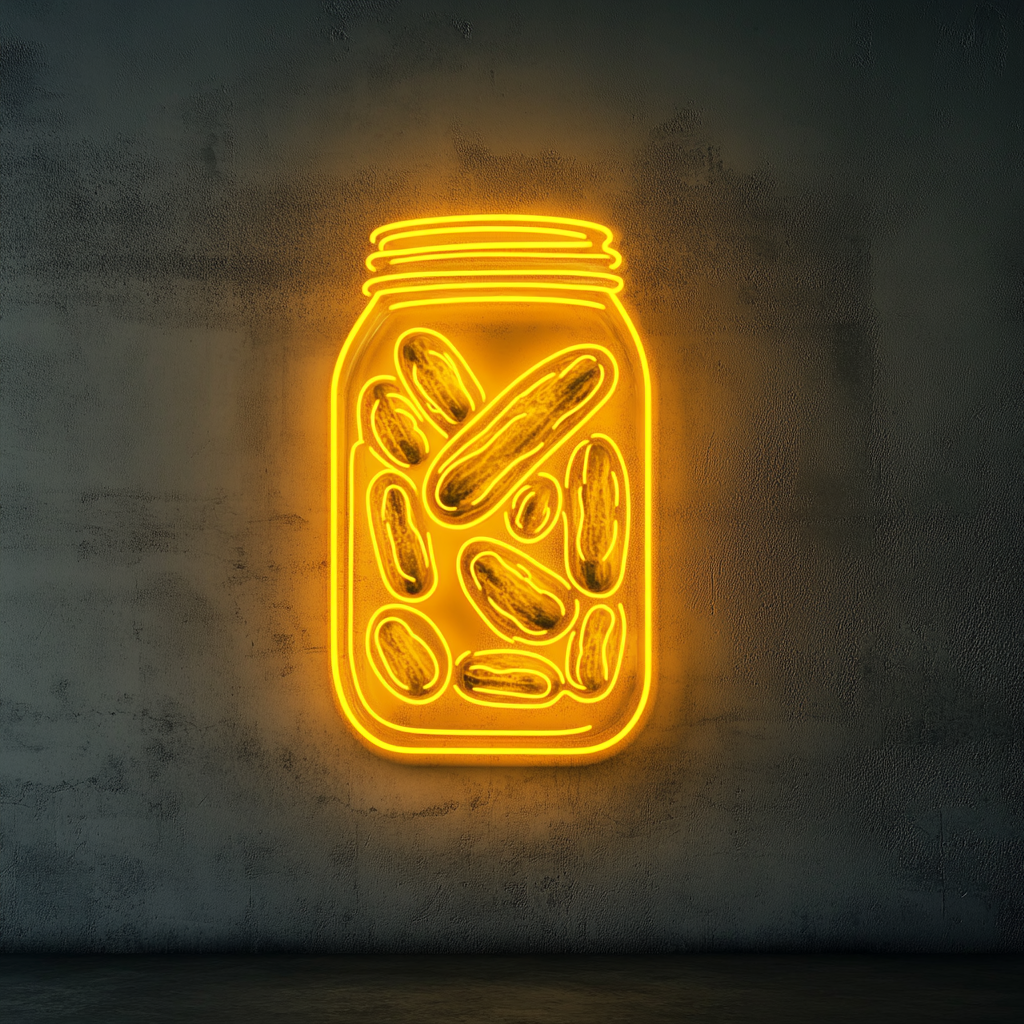 Jar of Pickles - Yellow Neon Sign, 24 Inches