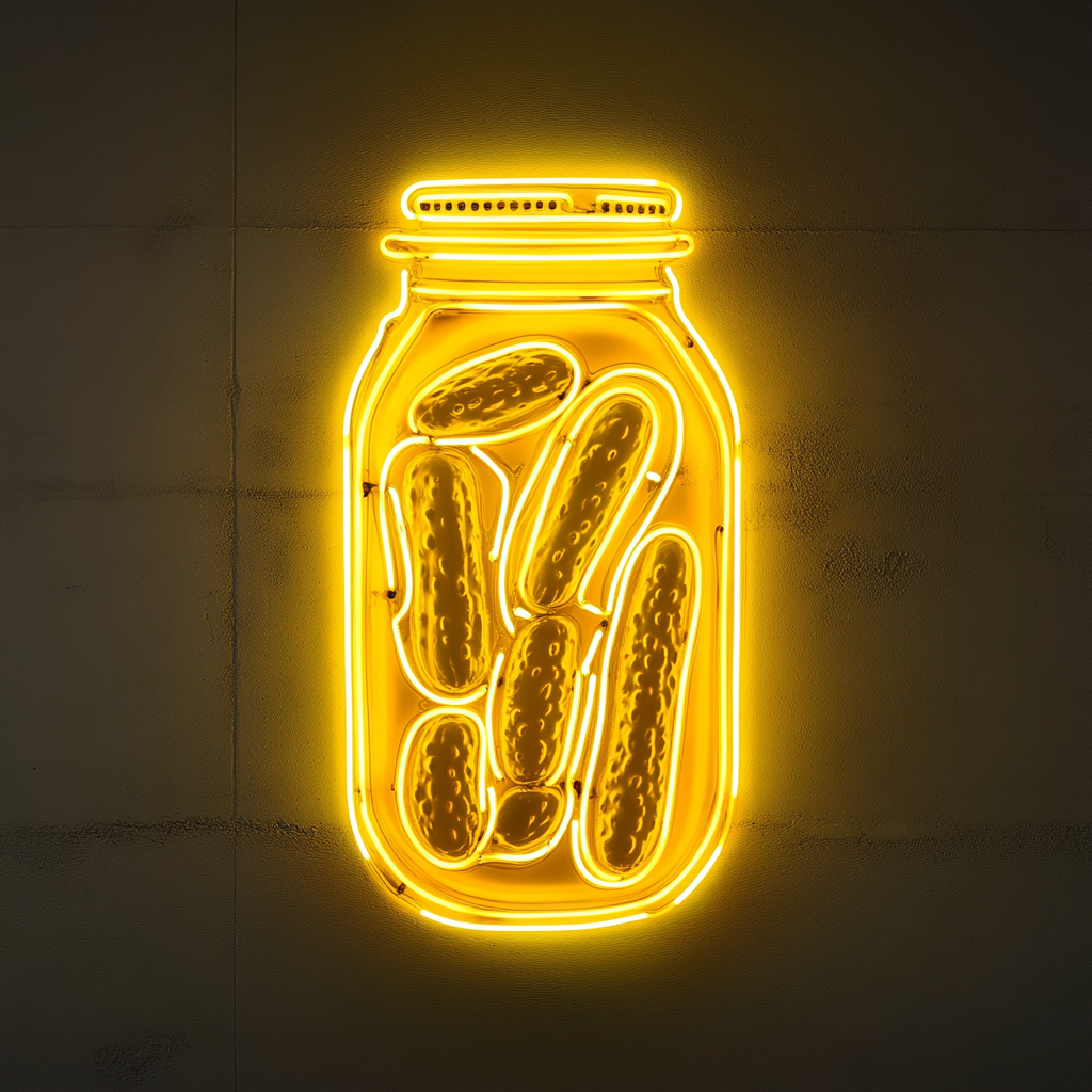 Jar of Pickles - Yellow Neon Sign, 18 Inches